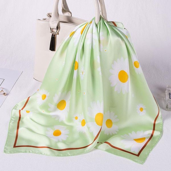 

scarves 70*70cm 2021 silk women's fashion flowers small square japan and south korea sweet decorative scarf wholesale, Blue;gray