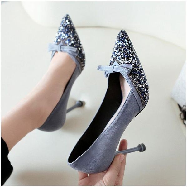 

dress shoes spring fashion pointed wild high heels, Black