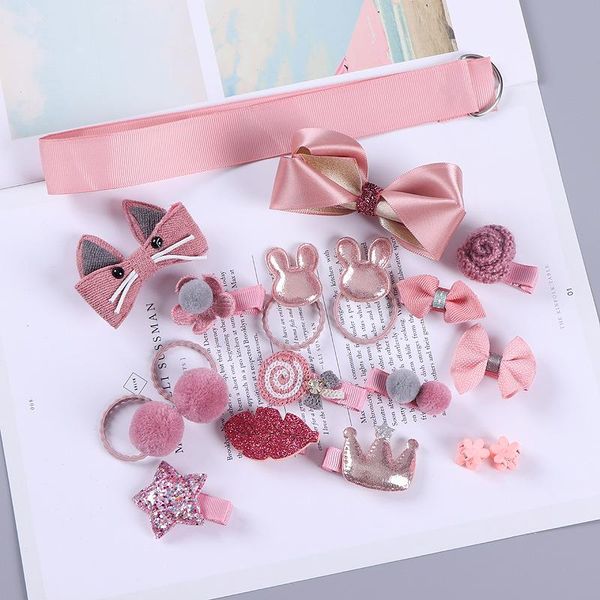 

hair accessories 18pcs children set hairpins baby bow flower headwear barrettes cute clips girls headdress, Slivery;white