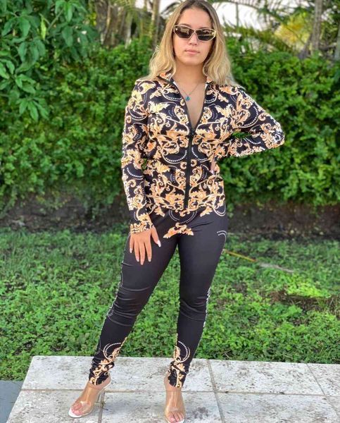 

letter print set women tracksuits o neck 2 pieces crop and long pant suit female two outfits for, Gray