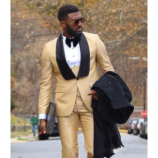 

three pieces gold groom tuxedos men formal suits business wear wedding prom dinner custom made(jacket+pants+tie+vest) men's & blazers, White;black
