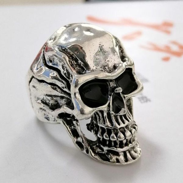 

cluster rings vintage gothic stainless steel skull ring for mens accessories punk, Golden;silver