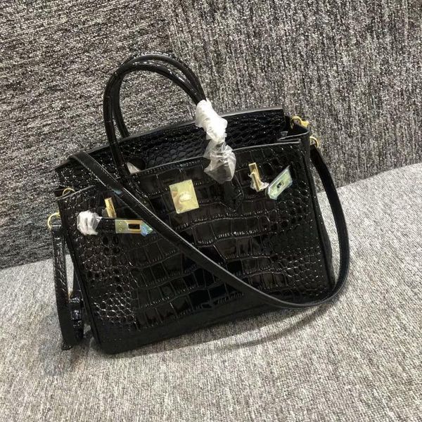 

korean crocodile pattern women's portable shoulder lock bag