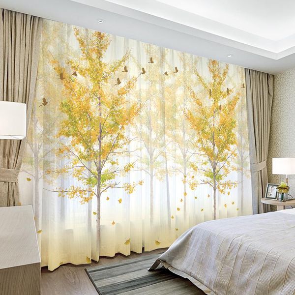 

curtain & drapes custom chiffon window drape hangings for nursery kids children living room tree yellow khaki gray brown pink blue