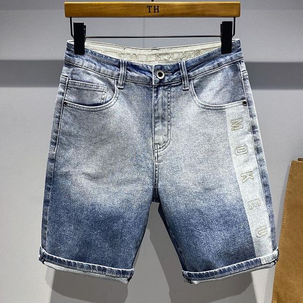 

men's shorts summer men designer jeans for gradient simplicity casual fashion letter printing youth knee length denim, White;black