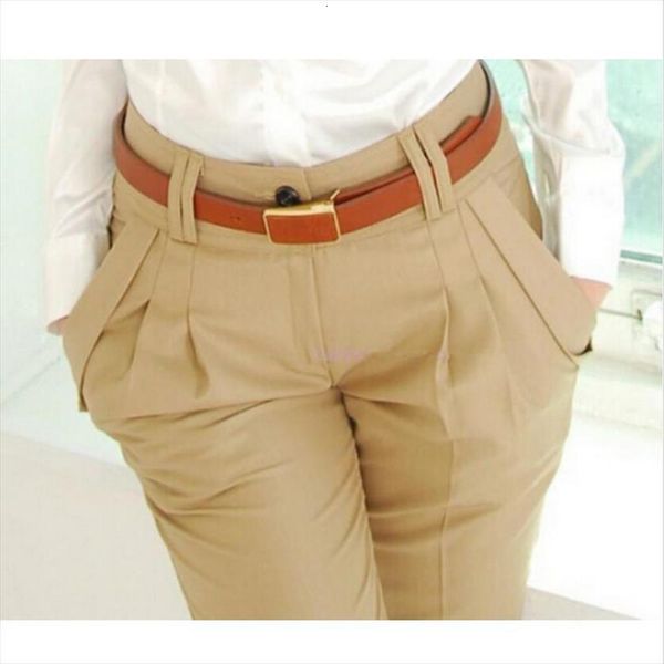 

plus size fashion spring summer women capri autumn high waist casual female trousers elegant silm pencil, Black;white