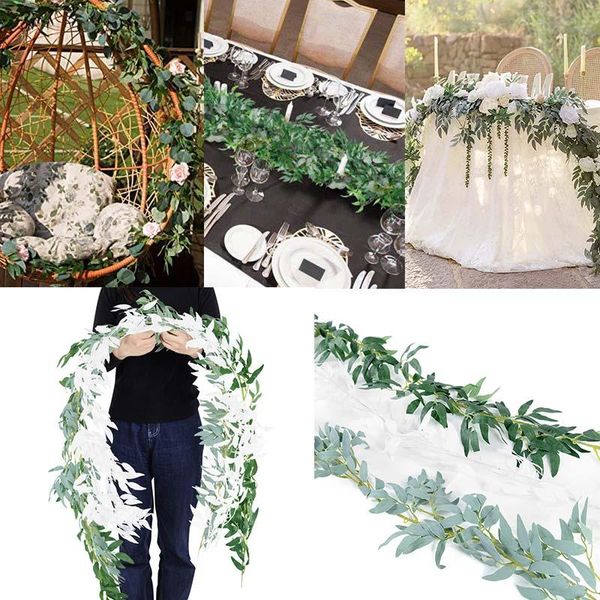 

decorative flowers & wreaths 180cm artificial green willow leaves rattan fake ivy plant silk leaf vines garland wedding decoration for home