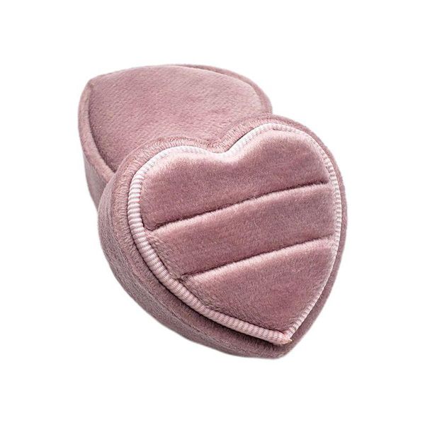 

jewelry pouches, bags heart velvet ring box double display holder with detachable lid for wedding ceremony(white), Pink;blue