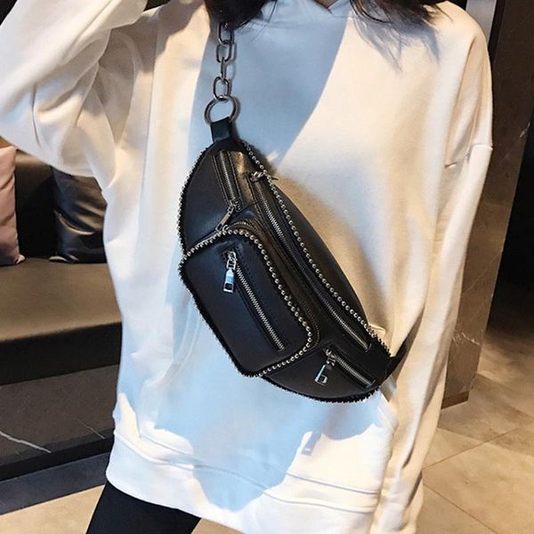 

backpack studded pockets casual travel shoulder bag pu leather punk style