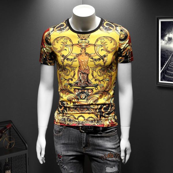 

men's t-shirts 7 xl big yards qiantang 3025 602 p45 ice silk short sleeve printed false mould with for a long time, White;black