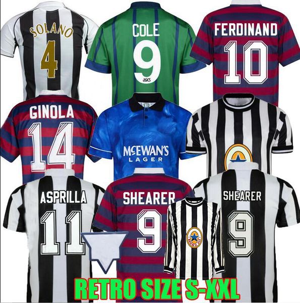 

newcas retro soccer jersey 1984 1986 1988 1994 1995 96 97 98 99 2005 2006 2007 magpies batty asprilla barnes shearer bellamy owen united foo, Black;red