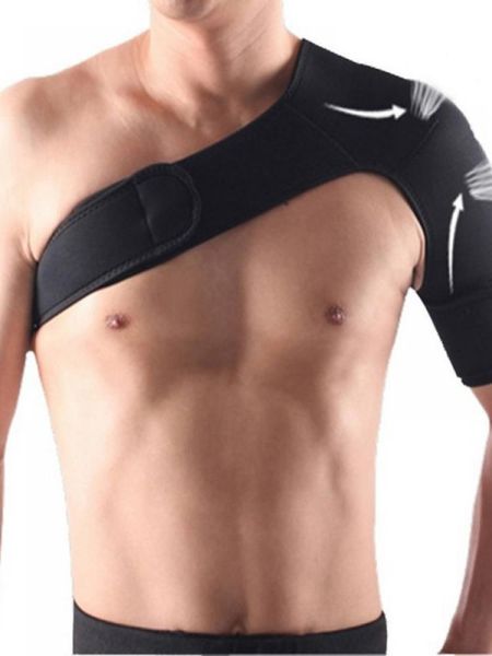 

back support adjustable men's safety sports guard posture corrector protector elastic shoulder basketball arm sleeve, Black;blue