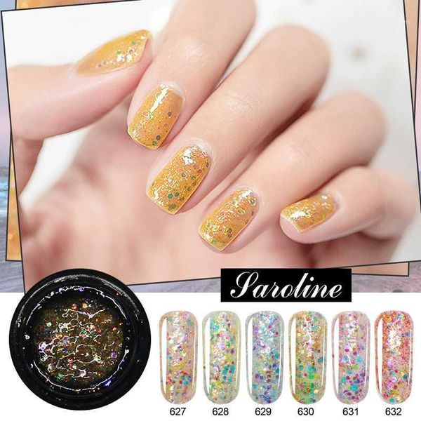 

saroline diamond shiny rainbow gel nail polish bright for glitter painting art design poly uv base primer manicure1, Red;pink