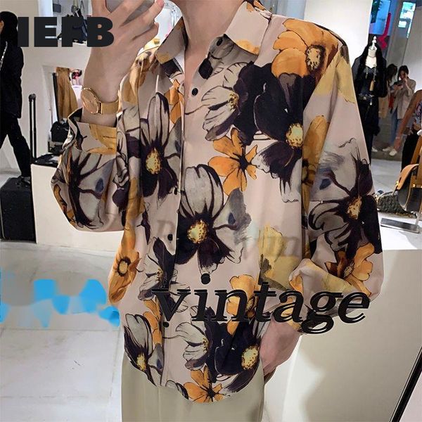 

iefb vintage men's clothing spring summer long sleeve shirt personalized printing niche oversized causal lapel 9y6691 210524, White;black