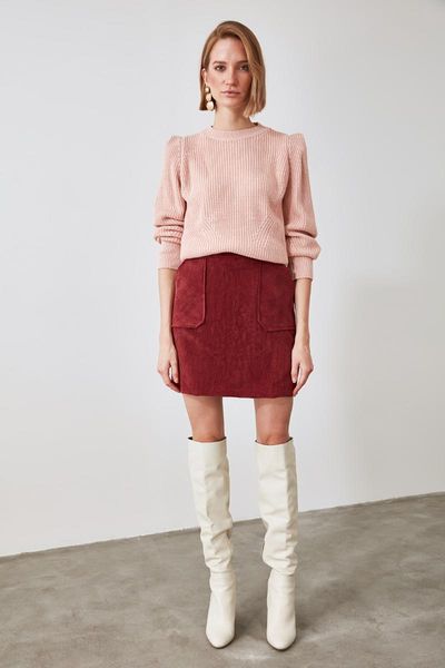 

skirts trendyol velvet skirt twoaw21et0346, Black