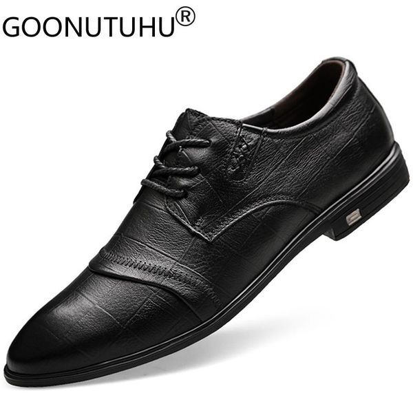 

dress shoes fashion men's genuine leather male classic brown or black lace up shoe man work office formal for men