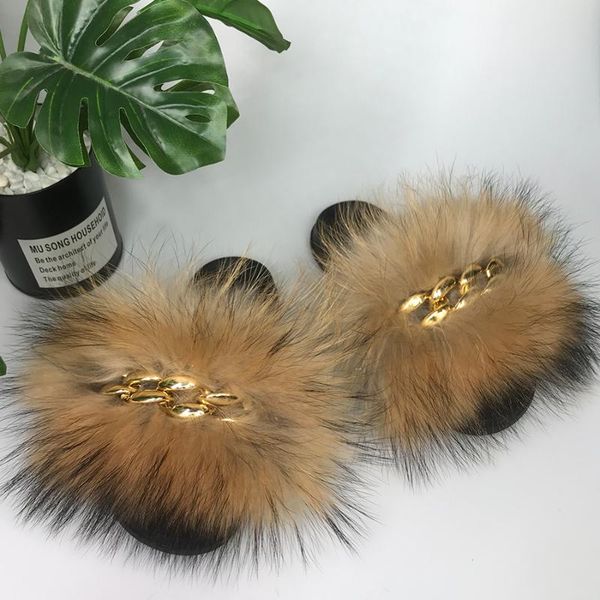 

slippers big fur women sandals 2021 fashion slides comfort flat flip flops fluffy anti-slippery, Black
