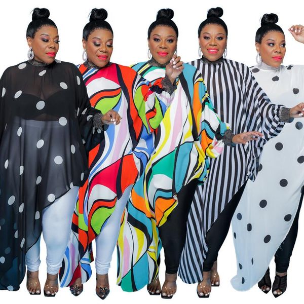 

ethnic clothing big size 4xl 5xl women african dresses printed kaftan robe batwing sleeve dashiki asmmetrical sunscreen dress boubou djellab, Red