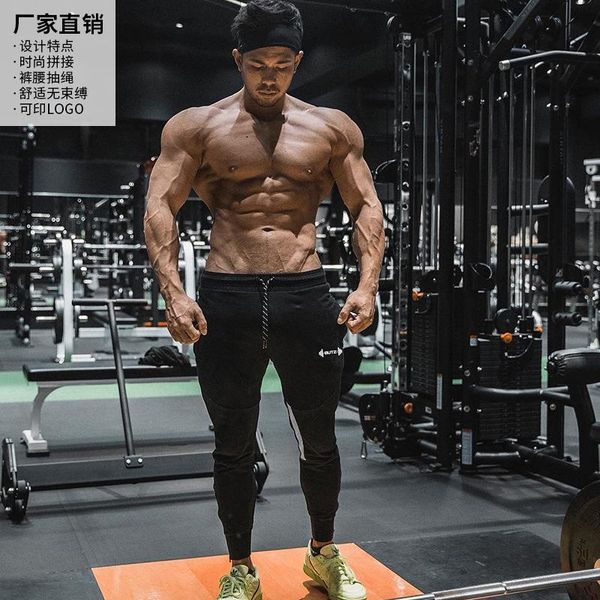 

men's pants sports brand europe and america summer 2021 fitness running training, Black