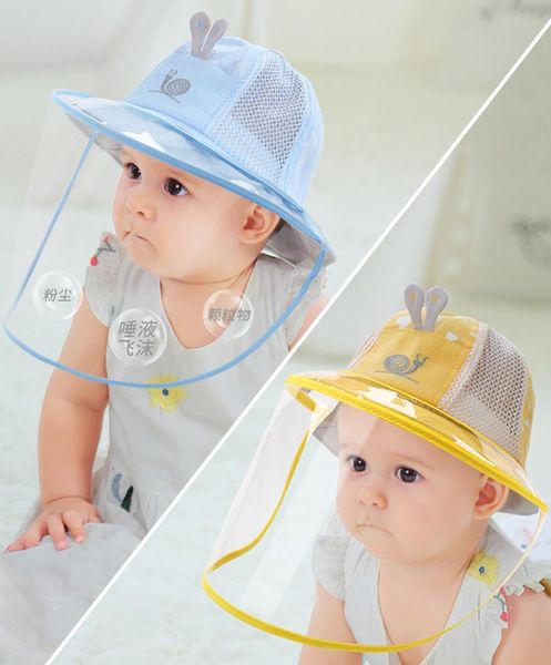

caps & hats summer thin protective cap children's breathable mesh gauze anti-spray saliva droplet isolation mask face baby sun hat, Yellow