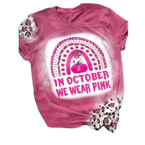 

women's t-shirt shirts women in october we wear pink print woman tshirts halloween breast awareness short sleeve clothing, White