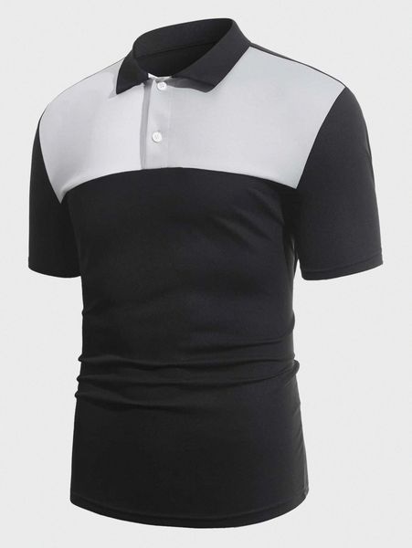 

men color block polo shirt f6m8#, White;black