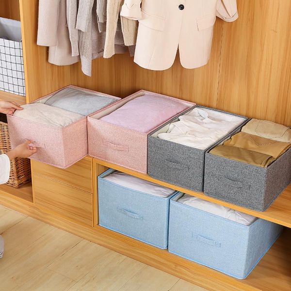 

storage drawers clothing organizer cotton linen toy basket closet desksundries cosmetic box foldable washable
