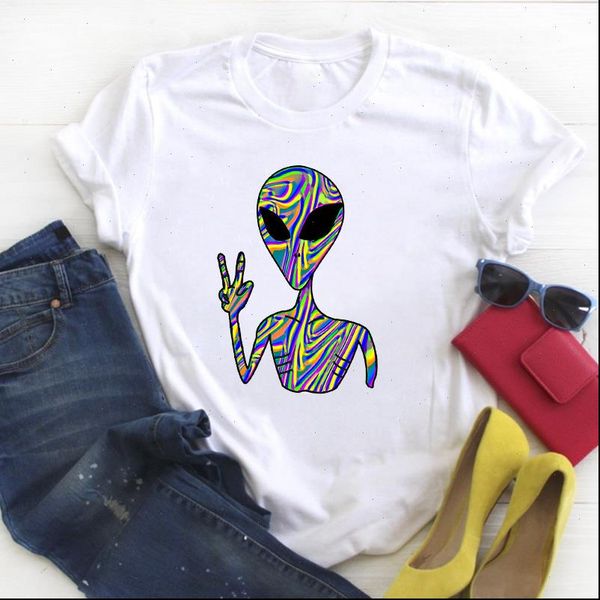 

womens t shirts women ufo camisas clothing fashion print ladies summer tee female shirt clothes graphic, White