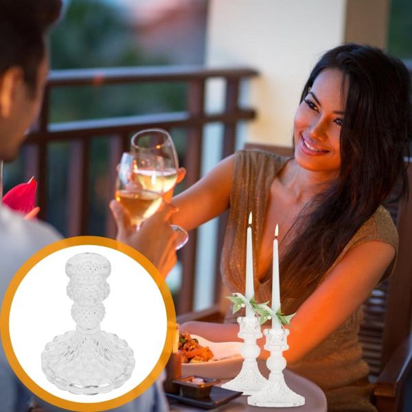 

candle holders 2pcs taper glass candlestick multi-functional sturdy holder