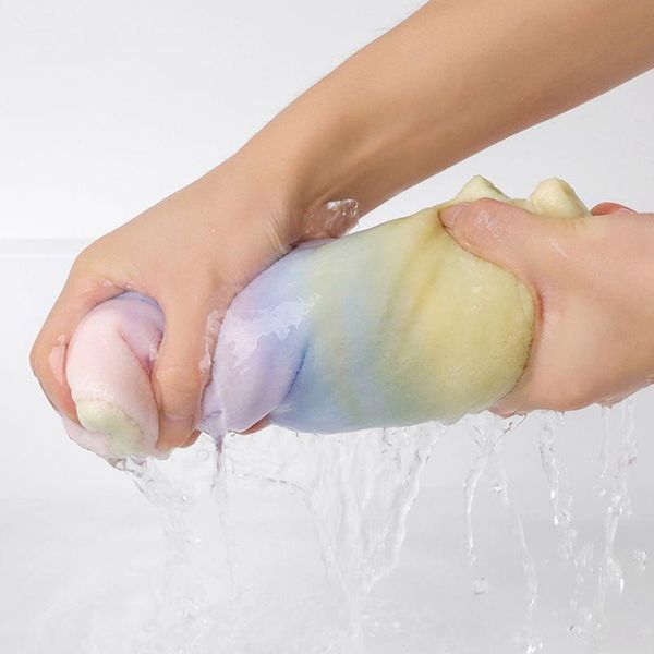 

women tie-dye rainbow colorful towel wrap coral velvet super absorbent quick hair dry hat bath shower turban cap p15d