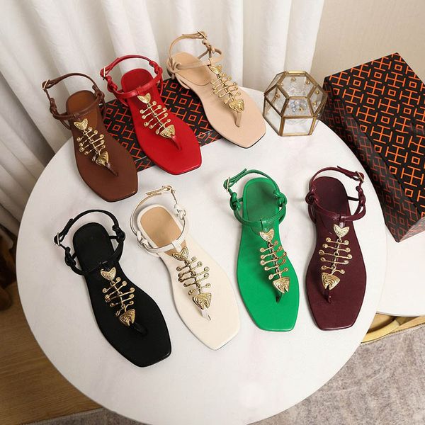 

women summer flat leather sandals flip-flop gold fishbone design lady comfortable gladiator sandal luxury party dress shoes casual large siz, Black