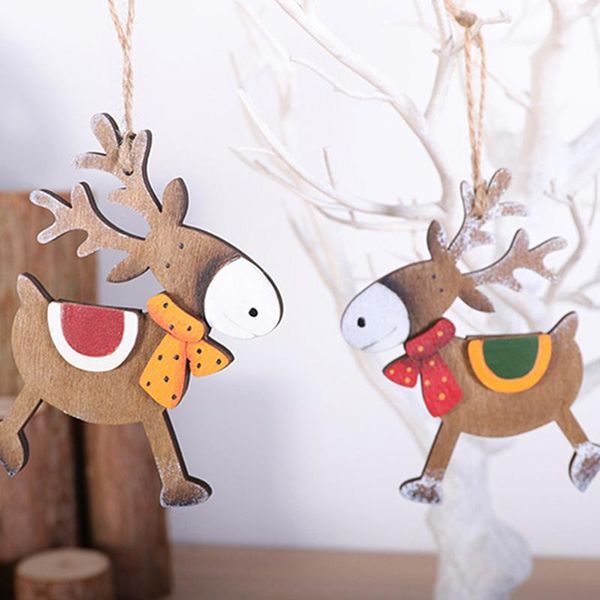 Decorações de Natal 1 Pc De Madeira Elk Pingentes Casa Decoração Diy Deer árvore Crianças Presente