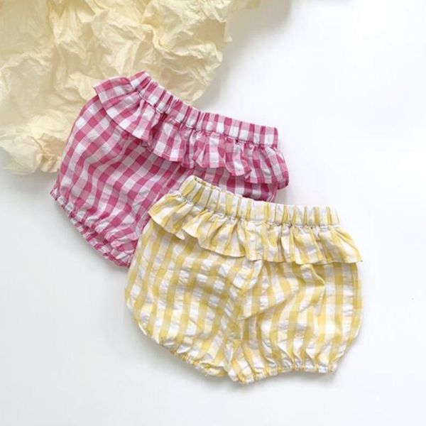 

ruffles lace girls shorts plaid cotton born baby short pants for toddler clothing children summer legging, Black