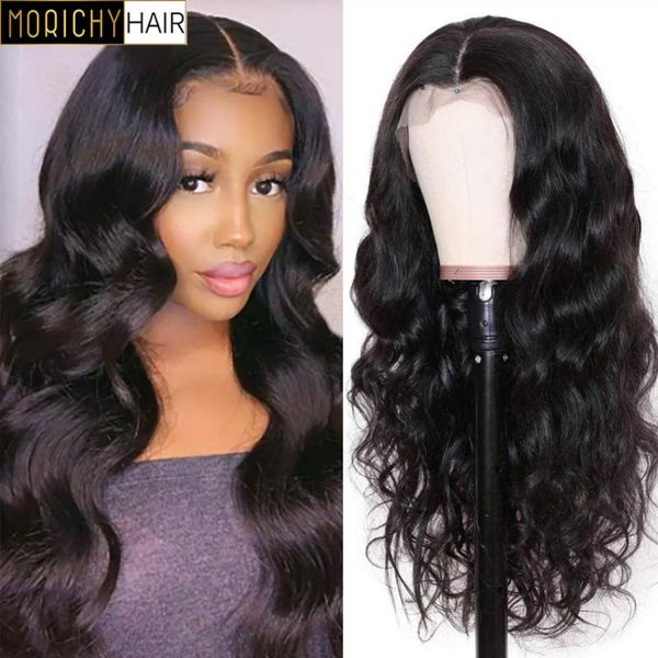 

lace wigs morichy t part front body wave brazilian virgin human hair transparent 13x4 for women 150% density, Black;brown