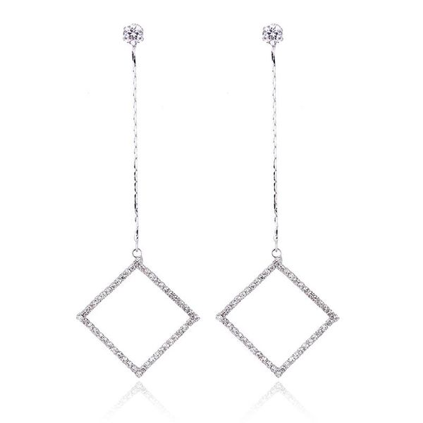 

dangle & chandelier 316l stainless steel fashion upscale elegant luxurious jewelry zircon chain geometric drop earrings for women piercing, Silver
