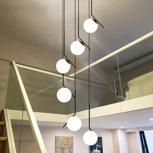 

pendant lamps stair long light simple modern villa nordic living room creative personality restaurant glass ball lights e27