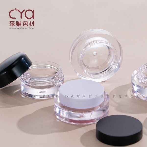 

factory wholesale new transparent monochrome circular plastic eye shadow powder box, blush box.