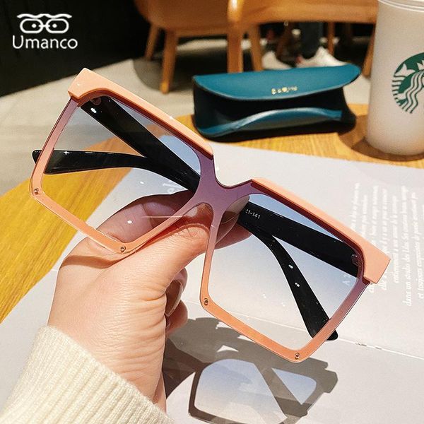 

sunglasses umanco oversized square for women fashion green pink black eyeglasses uv400 sun shades full frame design eyewear, White;black