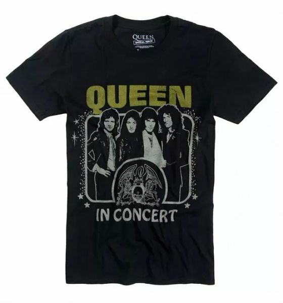 

official black vintage queen in concert t-shirt, White;black