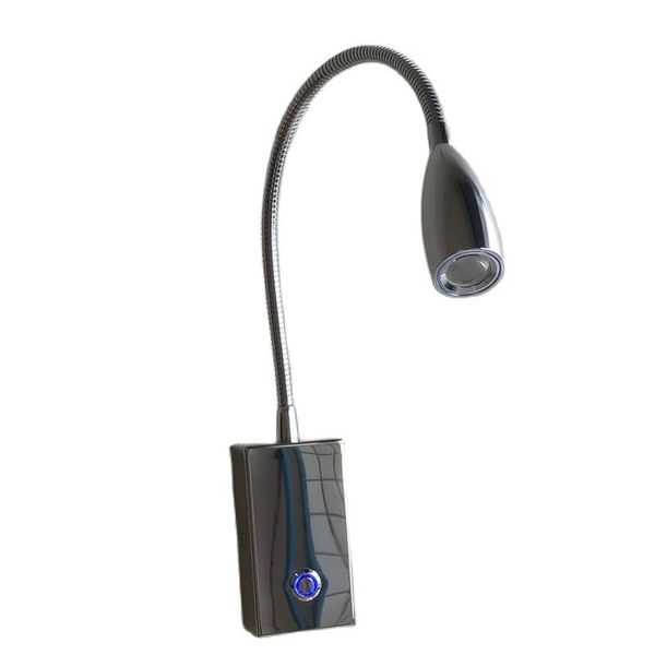 Luz de parede da parede da topoch Lâmpada Dimmable com luminoso do humor azul Toque em / desligado / diminuição fraca da lente de foco 3W LED para barcos do campista do quarto