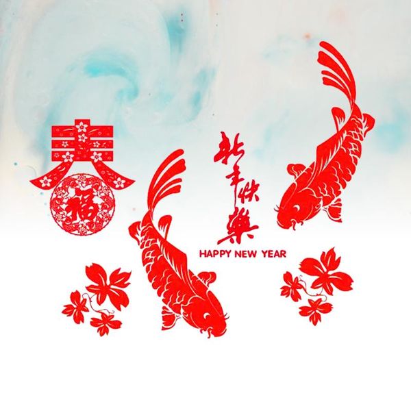 

wallpapers removable chinese style happy year design wall stickers for home decoration decals mural