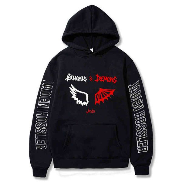 

2020 new jaden hossler angels & demons by jxdn wing 2d print hooded women/men cloth casual hoodie sweatshirt, Black