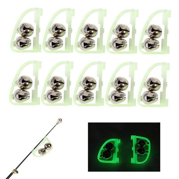

pcs/lot luminous sea fishing feeder 50mm bell twin alarm rod tip tackle accessories