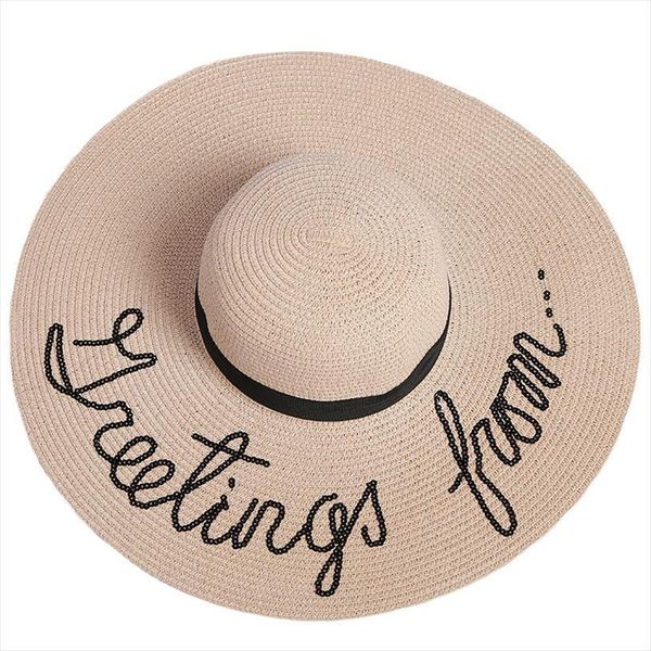 

sequin letter caps sun protection straw hats for women summer holiday large hat oversized beach visor, Blue;gray