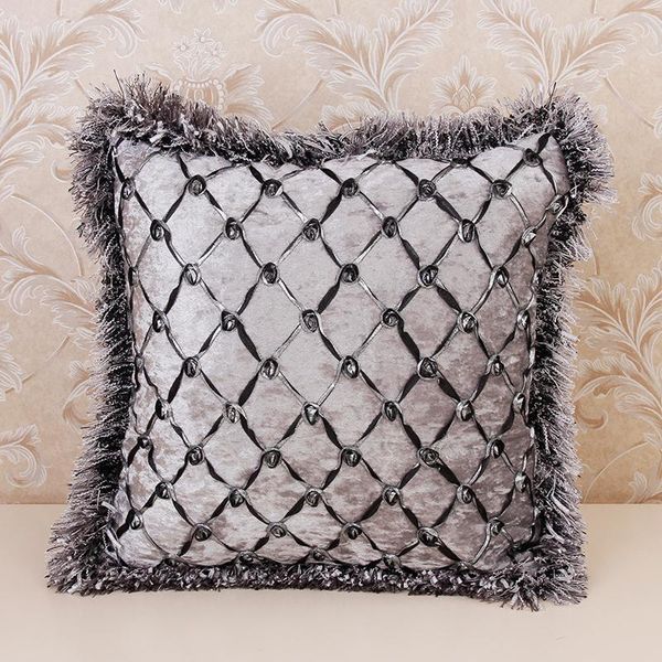 

cushion/decorative pillow 30x50/45x45cm classic luxury cushion cover tassel fringes grey/black velvet throw case