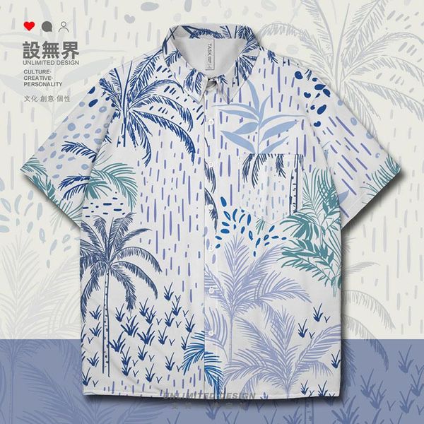 

men's casual shirts summer beach coconut tree plant leaves pineapple pastoral style short-sleeved shirt oversized clothing workout clot, White;black