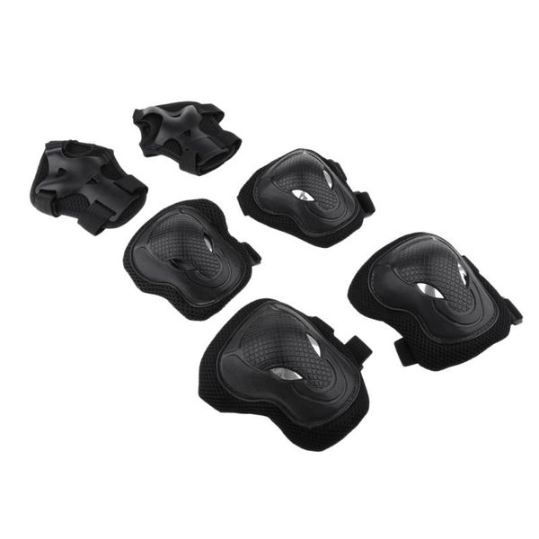 

elbow & knee pads 6 pcs roller skating bicycle wrist guard pad protective set, Black;gray