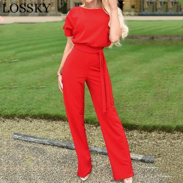 

women's jumpsuits & rompers slim elegant long o neck short sleeve sashes summer pants bodysuit overalls for women, Black;white