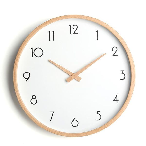 

wall clocks simple modern clock wood bedroom mute electronic round nordic living room farmhouse decor wkp567