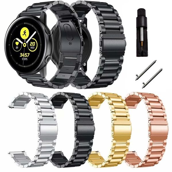 Cinturino cinturino universale 22mm 20mm per Samsung Galaxy 3 Orologi 42 46mm GEAR S3 Active2 Cinturini classici in acciaio inossidabile a sgancio rapido con rimuovi maglie Fit Huawei